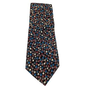 Select Men's Necktie Black Red Blue Confetti Pattern Squares Polyester Classic